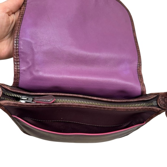 Coach Patricia Saddle Bag Python Embossed Flap Brown Leather Crossbody D1780 - Picture 9 of 15